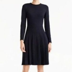 J. Crew sz 10 pleated ponte knit Black Long Sleeve Dress